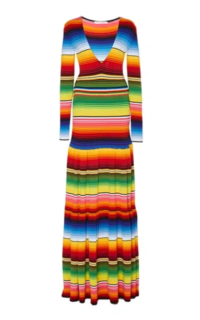 Carolina Herrera Striped Cotton-blend Maxi Dress In Multi