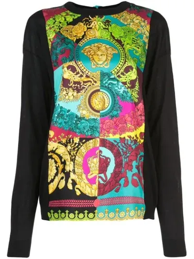 Versace Multicolor Women's Technicolor Baroque Print Top In Multicolour