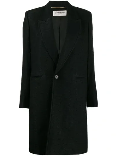 Saint Laurent Single-breasted Coat In Black