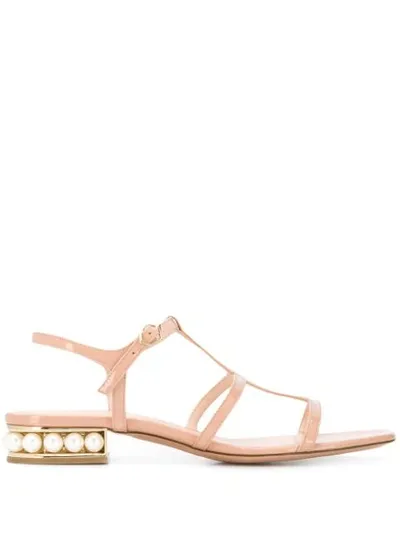 Nicholas Kirkwood Casati Embellished Patent-leather Sandals In Neutral