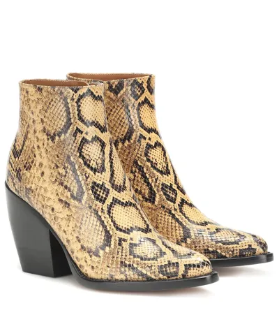 Chloé Rylee Snake-effect Leather Boots In Yellow