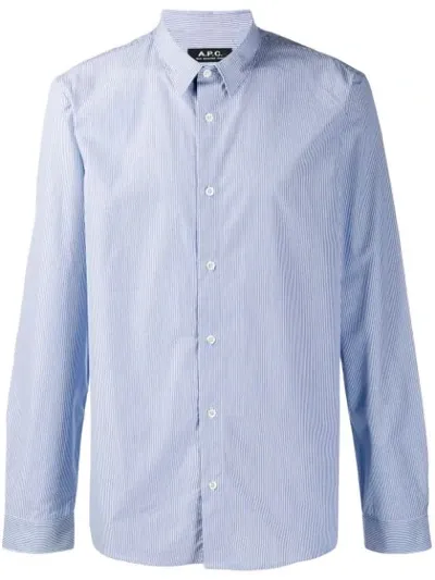 Apc Chemise Hector Stripe Poplin Button-up Shirt In Blue