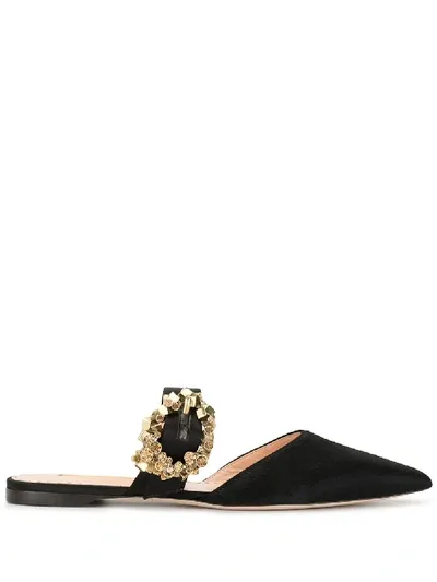 Rupert Sanderson Gem Crystal-embellished Calf-hair Loafers In Black