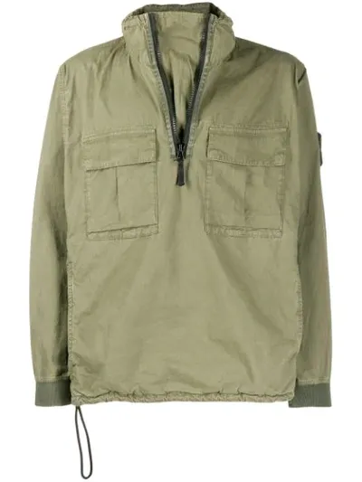 Stone Island Front Zipped Jacket In Green