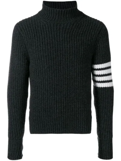 Thom Browne Cardigan Stitch Cashmere Turtleneck In Grey