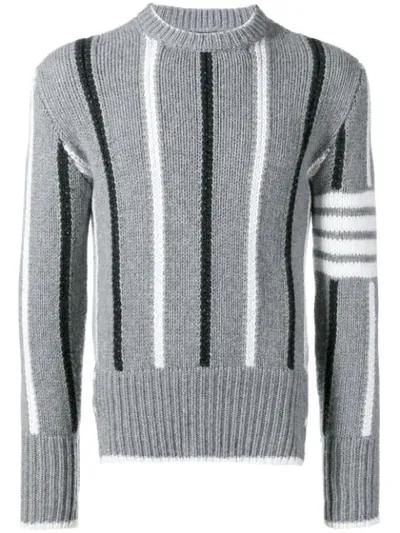 Thom Browne 4-bar Banker Stripe Pullover In Grey