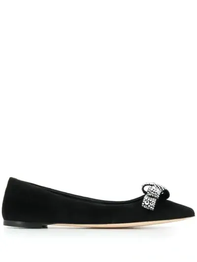 Giuseppe Zanotti Karolina Crystal Pointed Flats In Black