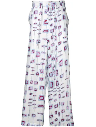 Marni Patterned Loose Fit Trousers In White