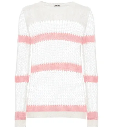 Miu Miu Mohair And Wool-blend Sweater In White