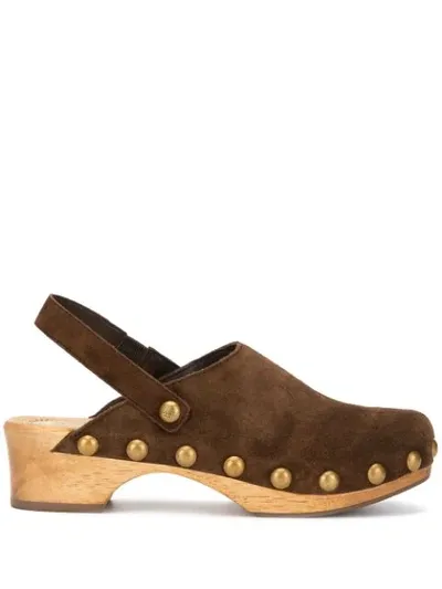 Tory Burch 50mm Blythe Studded Clogs In Arabica