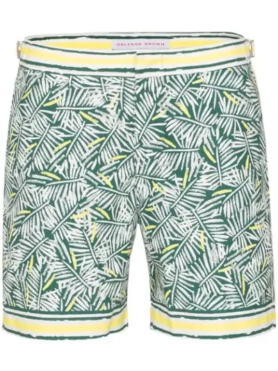 Orlebar Brown Bulldog Rainforest Print Swim Shorts In White