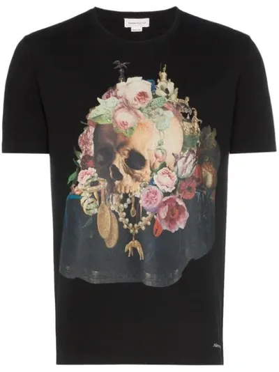 Alexander Mcqueen Skull Print Cotton Jersey T-shirt In Black