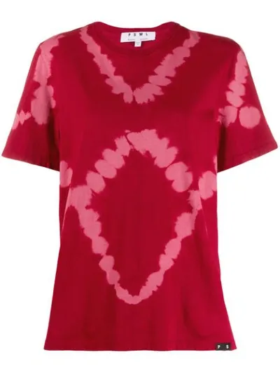 Proenza Schouler Pswl Diamond Tie Dye Short Sleeve T-shirt In Hibiscus Coral Bleach Diamond