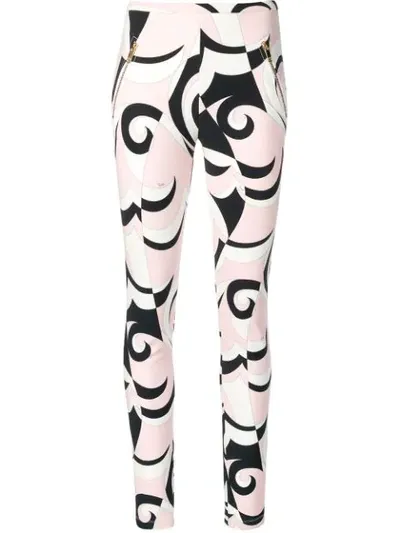 Emilio Pucci Fortuna Print Zipped Pocket Leggings In Pink