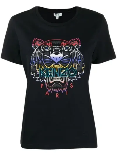 Kenzo Gradient Tiger Logo Graphic Tee In Black