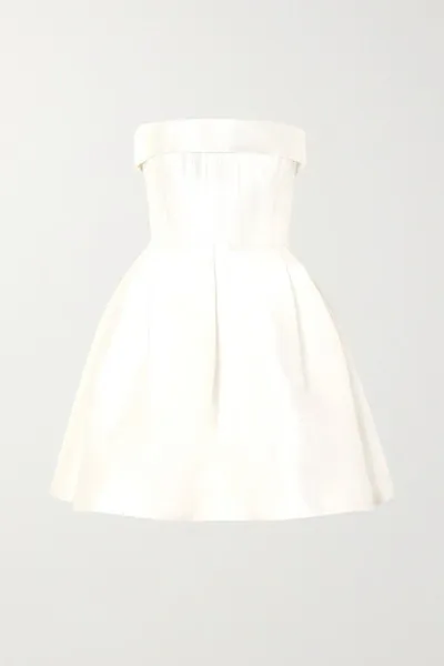 Alex Perry Elyse Strapless Silk-faille Mini Dress In White