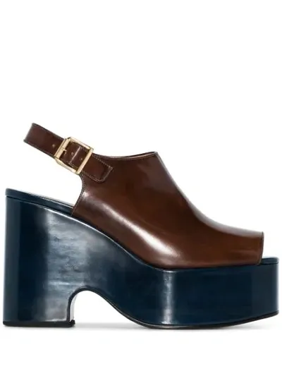 Marni Platform Wedge Sandals In Brown