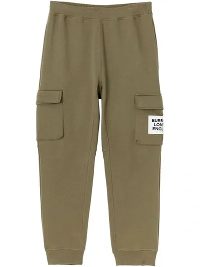 Burberry Logo Patch Track Pants In Green