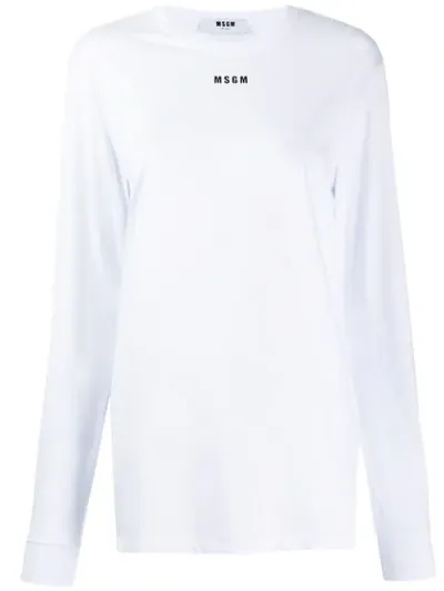 Msgm Logo Embroidered Sweatshirt In White