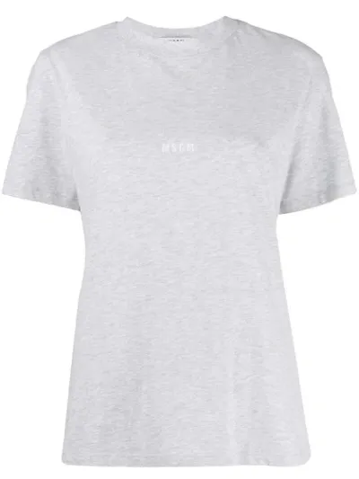 Msgm Logo Print T-shirt In Grey