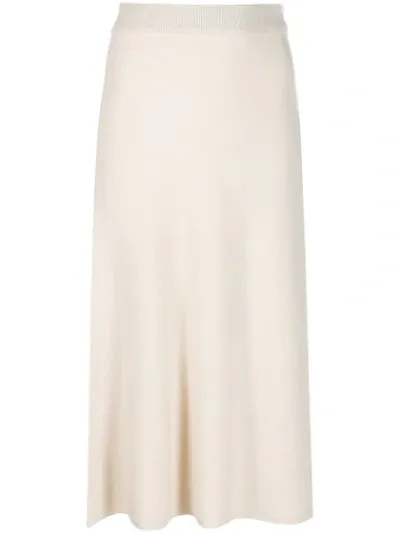 Yves Salomon Knitted Midi Skirt In White