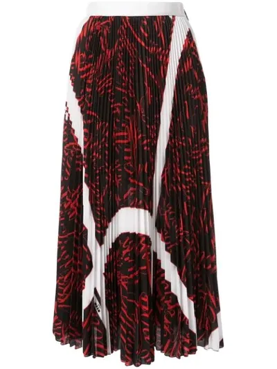 Msgm Pleated Midi Skirt In Multicolour