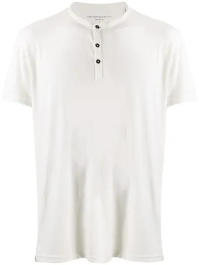 John Varvatos Buttoned Crew Neck T-shirt In White