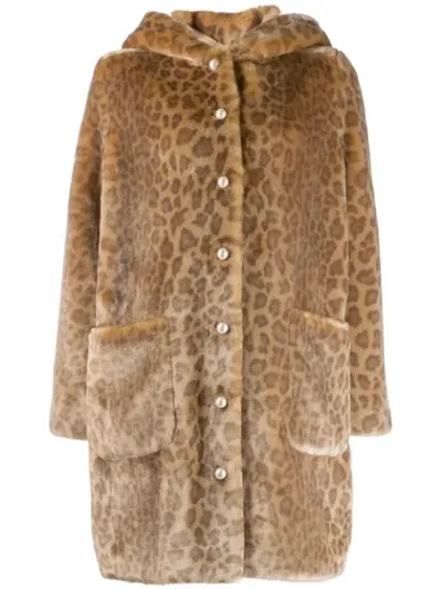 Shrimps Gloria Leopard-print Faux-fur Hooded Coat In Natural Leopard