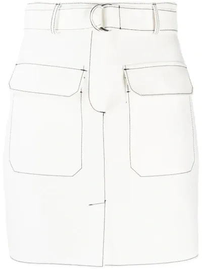 Msgm Belted Skirt In White