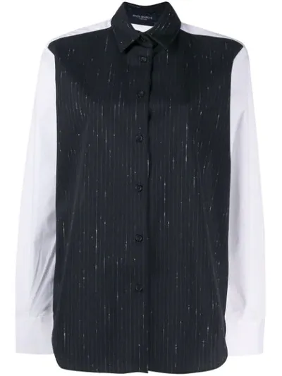 Piazza Sempione Striped Colour Block Shirt In Black