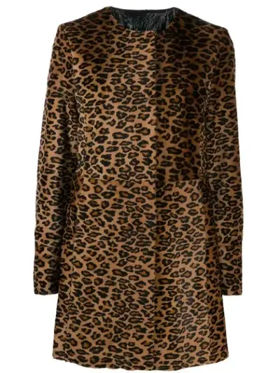 Drome Leopard Print Coat In Brown