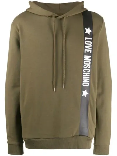 Love Moschino Logo Strip Hoodie In Green