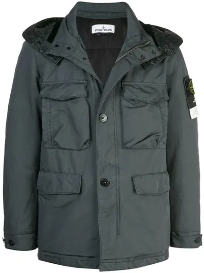 Stone Island Short Cargo-style Coat In Grey