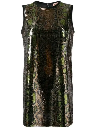 N°21 Sequinned Snakeskin-effect Shift Dress In Gold