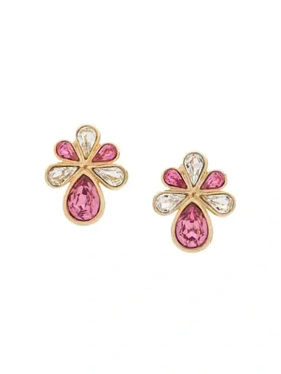 Pre-owned Saint Laurent 1980s Flower Clip-on Earrings In Gold