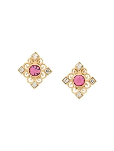 Pre-owned Saint Laurent 1980s Art Deco Clip-on Earrings In Gold