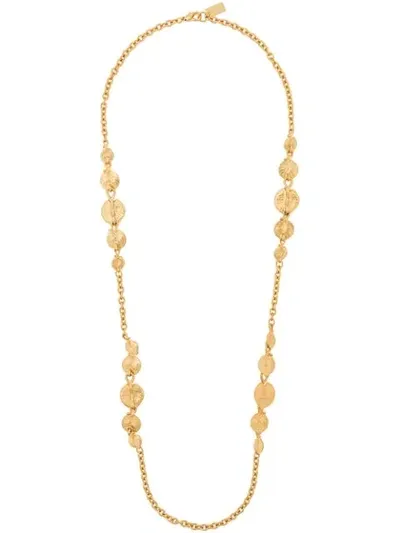 Pre-owned Kenzo 1990s Leaf Motif Long Necklace In Gold