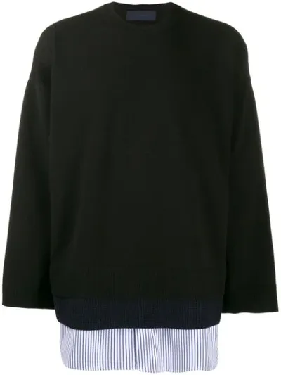 Juunj Shirt Peak Through Sweatshirt In Black