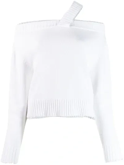 Rta Asymmetric Fitted Sweater In White