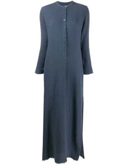 Raquel Allegra Henley Maxi Dress In Blue