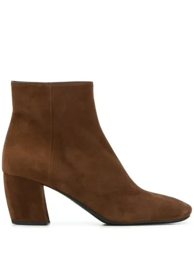 Prada Ankle Zip Boots In F0038  Bruciato