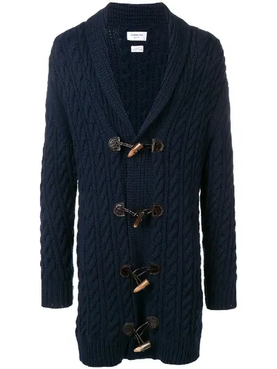 Thom Browne Aran Cable Cashmere Cardigan In Blue