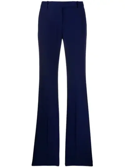 Alexander Mcqueen Longline Flared Virgin Wool-twill Trousers In Sapphire