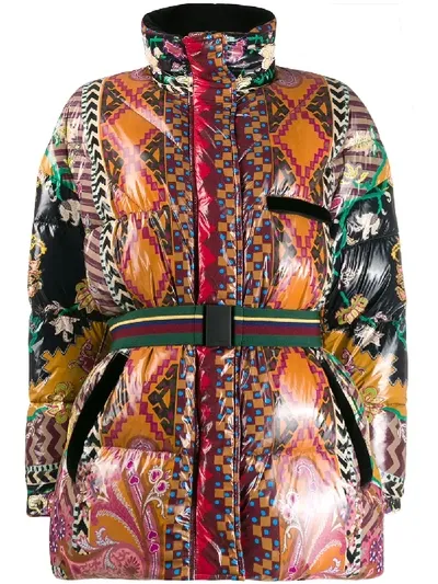 Etro Daunenjacke Mit Abstraktem Print In Black