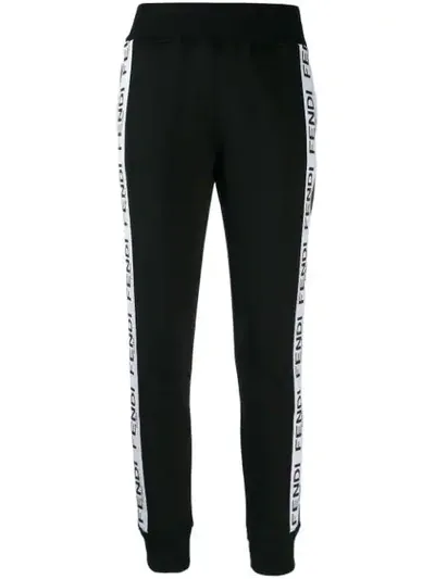 Fendi Roma/amor Logo Tape Track Pants In Black