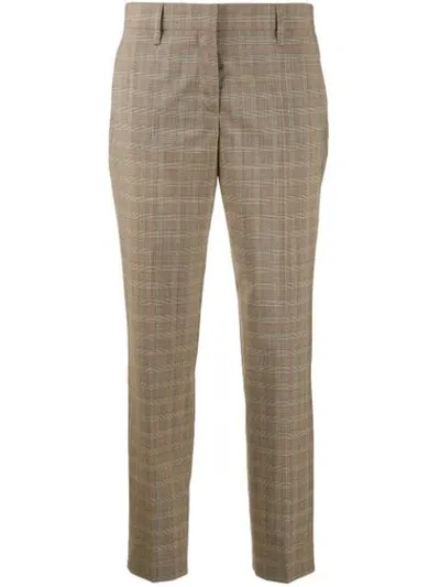 Prada Cropped Plaid Trousers In F0192 Ebano