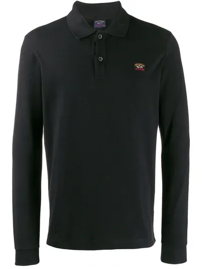 Paul & Shark Logo Embroidered Polo Shirt In Black