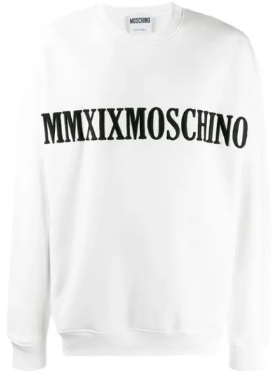 Moschino Slogan Embroidered Sweatshirt In White