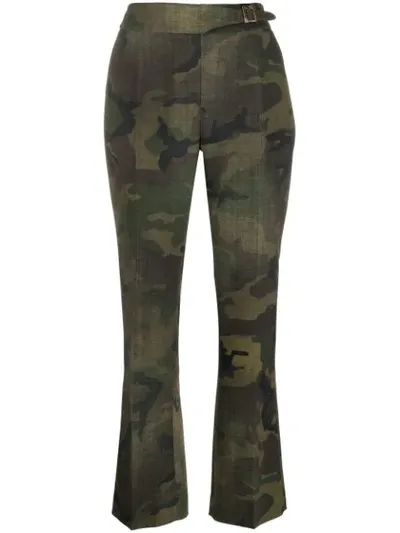 Ermanno Scervino Belted Camouflage Trousers In Green