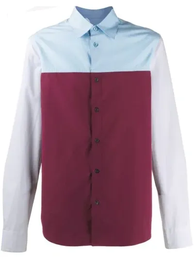 Marni Colour-block Panelled Cotton Shirt In Blue